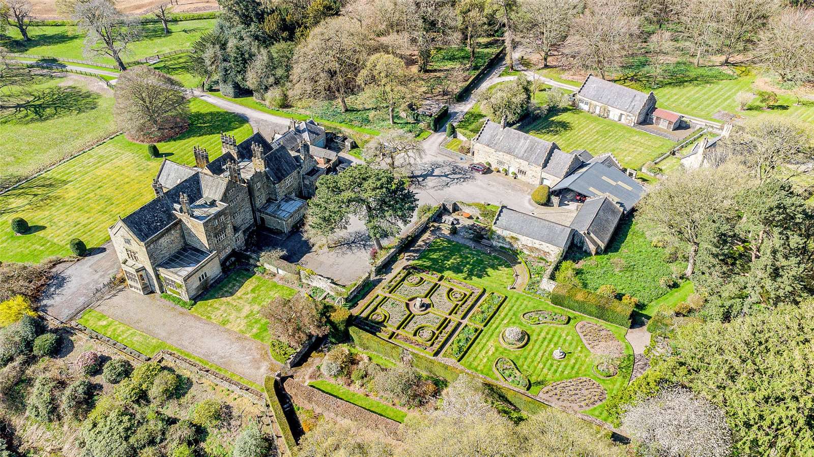 Aerial view of Gwysaney Hall grounds